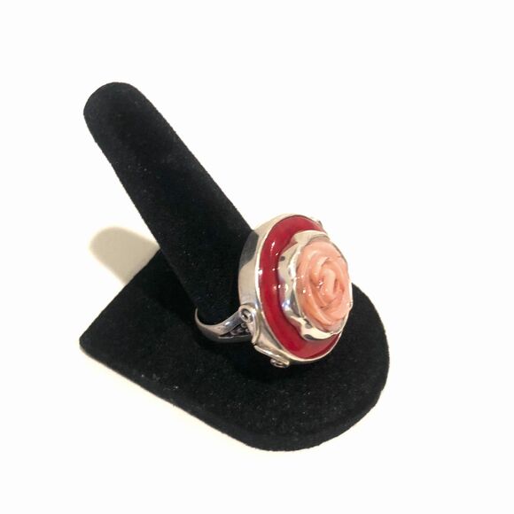 Vintage Sterling Silver 925 Rose Floral Statement Ring - Picture 1 of 9